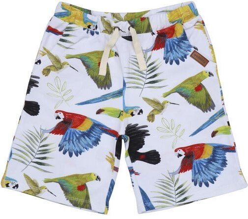 Kleinkinder Shorts GOTS zertifiziert, Bio-Baumwolle, weiß/blau, Allover-Print, weich, elastischer Bund – Walkiddy