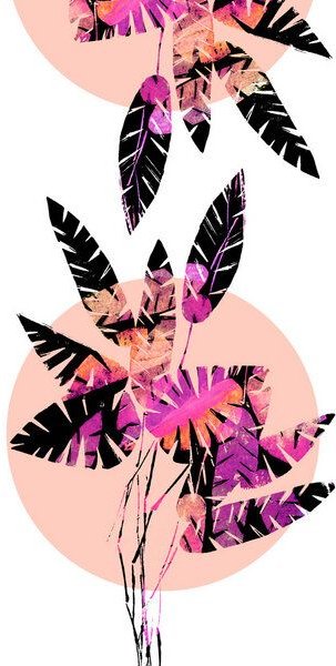 Photocircle Poster / Leinwandbild - Schwarz-pinke Blätter