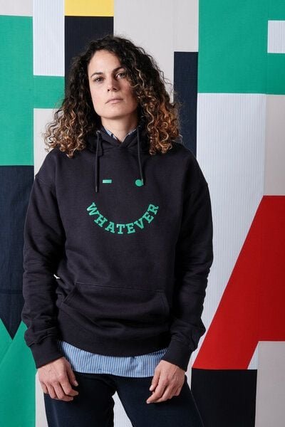 FANTASTIC REALITY STUDIOS WHATEVER NAVY BOXY HOODIE – Bio-Baumwolle, Unisex