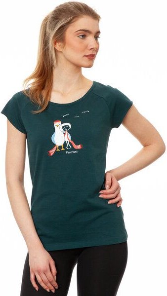 FellHerz Damen T-Shirt Möwe-Liebe deepteal Bio & Fair & Vegan