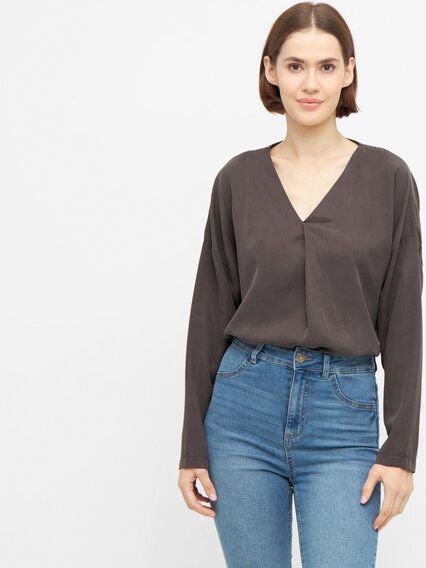 WiDDA berlin Langarm Bluse "BEATA" aus Tencel® in Dunkelgrau