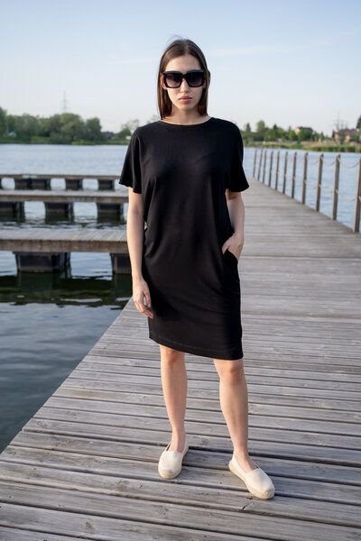 Kleid Saja Reversible – Beidseitig lockeres – Kurzen Ärmeln – Taschen – V-Ausschnitt – 100% in der EU fair produziert – ...