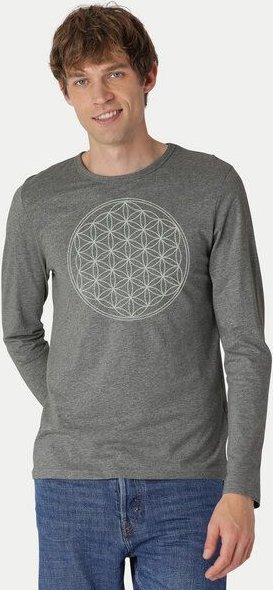 Peaces.bio - handbedruckte Biomode Bio-Herren-Langarmshirt "Die Blume des Lebens"