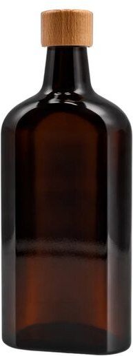 mikken Apothekerflasche flach 500 ml Holzdeckel Meplatflasche mit Schraubdeckel