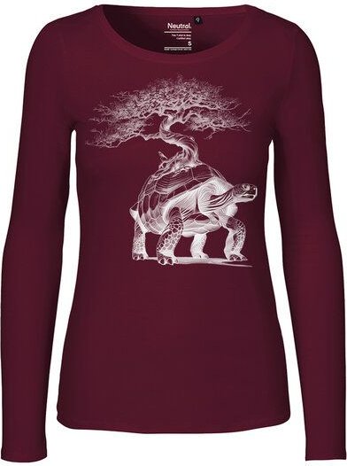HANDGEDRUCKT "Lange Reise" Frauen Longsleeve aus reiner Biobaumwolle (kbA)