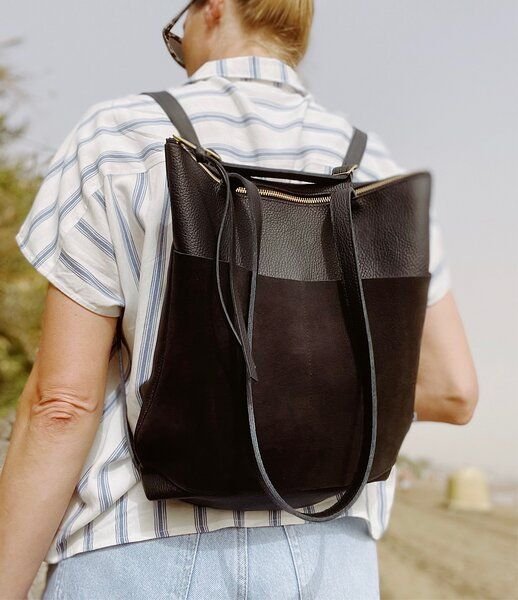 ELEKTROPULLI Quadratische Rucksacktasche QUINN aus Leder