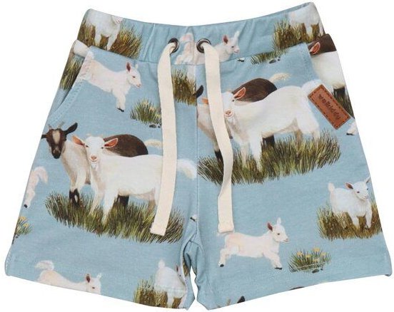 Kinder Shorts „Goat Family“ aus Bio-Baumwolle in Grün – GOTS-zertifiziert, Walkiddy