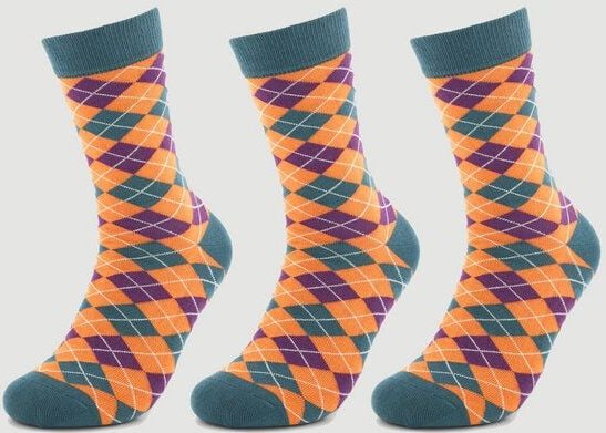 Veraluna Sustainable Clothing Unisex Socken 3er Pack "Diamands Orange" aus Bio-Baumwolle