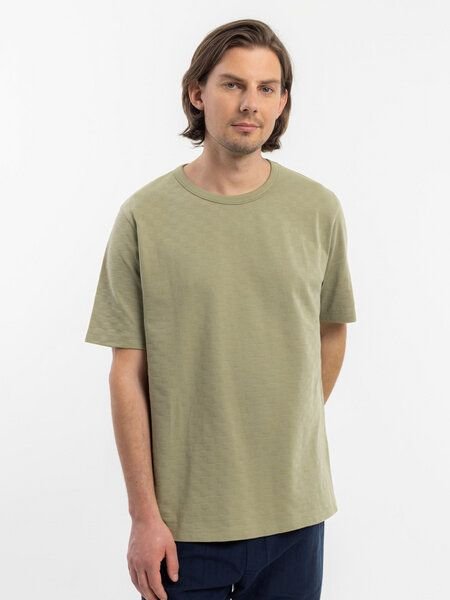 Rotholz Basic T-Shirt mit Rundhalsausschnitt - Tonal Check T-Shirt - aus Bio-Baumwolle