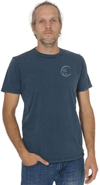 Life-Tree Shirt aus Biobaumwolle mit Brustmotiv für Herren "Circle" Stone Washed Green/Red/Blue