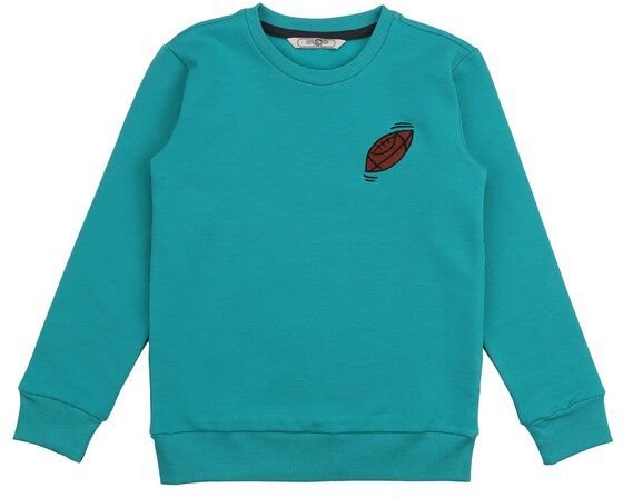 Cotokids Kinder Sweatshirt Baumwolle, Petrolblau, Brust-Patch, Walkiddy