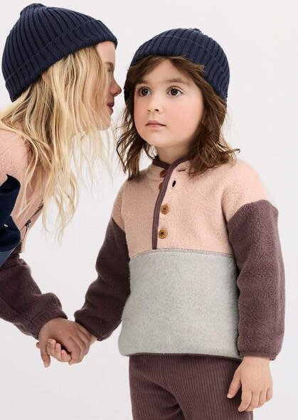 hessnatur Fleece Troyer Colourblock aus reiner Bio-Baumwolle