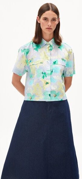ARMEDANGELS ELIANAA AQUA FLORAL - Damen Bluse Relaxed Fit aus Bio-Baumwolle