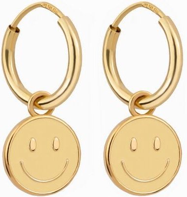 Paeoni Colors Smiley-Creolen, Ohrringe aus 18k Gold Vermeil, 925 Sterling Silber