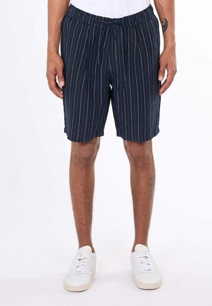 KnowledgeCotton Apparel Loose Striped Shorts aus Bio-Leinen