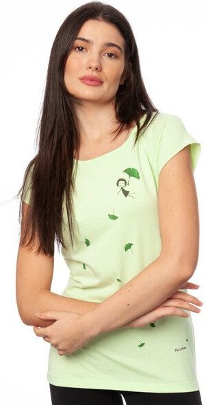 FellHerz Damen T-Shirt Gingko Girl lime green Bio & Fair & Vegan