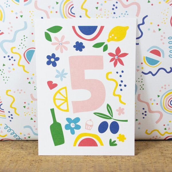 Bow & Hummingbird Postkarte Five/Fünf