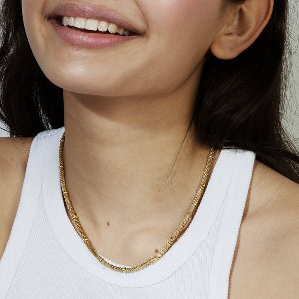 ELEKTROPULLI Coole Kette mit feiner Struktur in Gold und Silber in ca. 47 x 3mm