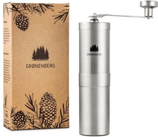 GROENENBERG Manuelle Kaffeemühle aus Edelstahl | mit Keramikmahlwerk & stufenloser Einstellung