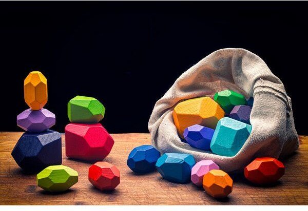 Sassi Gentili Stapelsteine/Balancierbausteine aus Holz - bunt