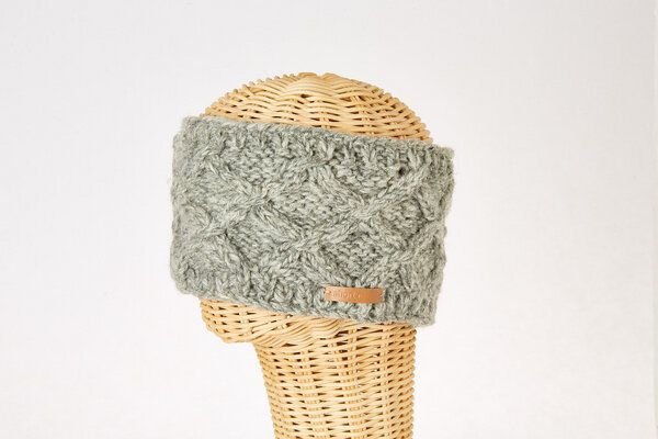 short'n'pietz Schurwollstirnband mit Zopfrautenmuster, handgestrickt