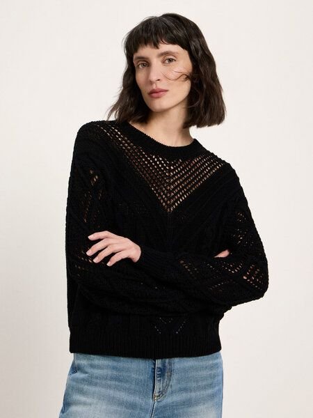 LANIUS Lochstrick Pullover aus Bio-Baumwolle