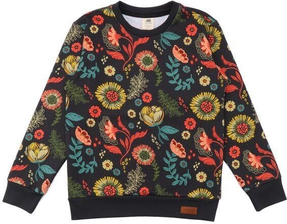 Langarmshirt Kinder Bio-Baumwolle Anthrazit Blumen Walkiddy – GOTS zertifiziert