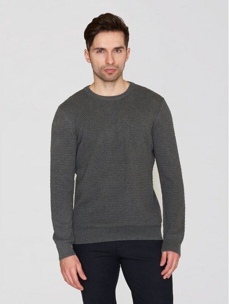 KnowledgeCotton Apparel Crewneck Strickpullover VAGN aus Bio-Baumwolle - ROC/GOTS/Vegan