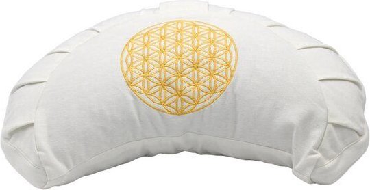 BAGHI Bio Meditationskissen Blume-des Lebens Bestickung weiß/ gold