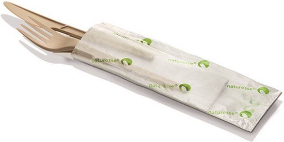 naturesse® 3 tlg. Besteck Set mit Messer, Gabel und Serviette