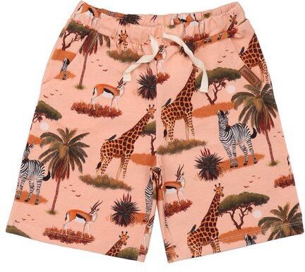 Kinder Shorts GOTS zertifiziert Bio-Baumwolle, Orange, Savannen-Muster, Walkiddy