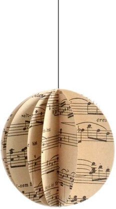 renna deluxe Weihnachtskugel Kugel mit Noten aus Papier Baumschmuck