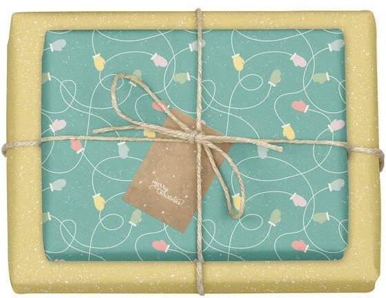 dabelino Geschenkpapier Set: Weihnachten "Handschuhe/ Pünktchen gelb, grün"