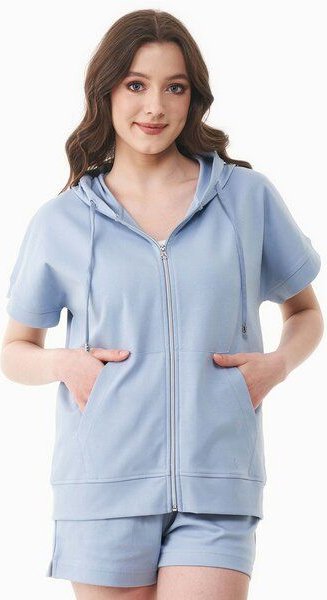 Thumbnail - ORGANICATION Leichte Full-Zip Kurzarm-Hoodie aus Bio-Baumwolle