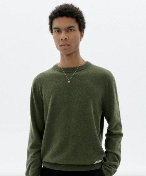 thinking mu Dark Green Lucien Knitted Sweater