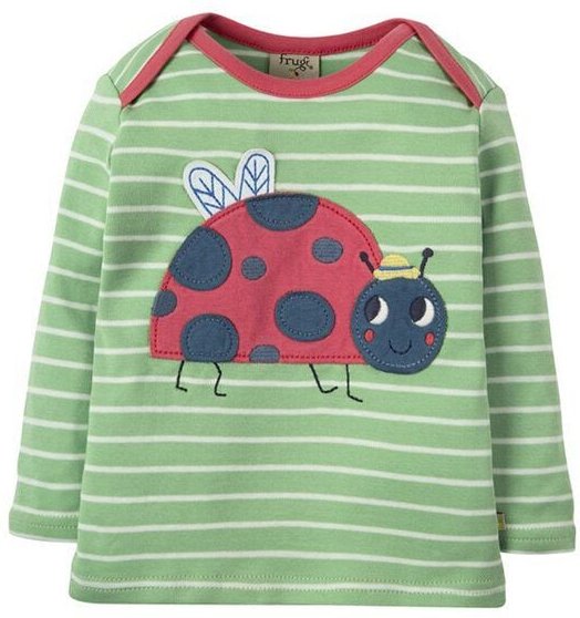Frugi Langarm-Shirt mit Käfer in grün Bobby Applique Top