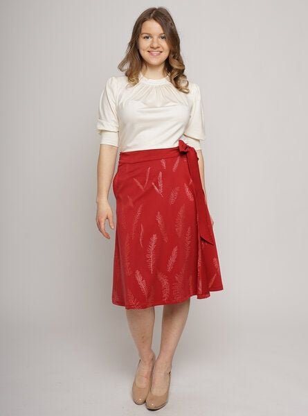 Peaces.bio - handbedruckte Biomode Wickelrock Schafgarbe in Rot