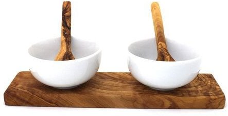 Thumbnail - Mitienda Shop Dipschalen Set aus Porzellan & Holz 8,5 cm