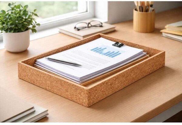 Kork-Deko Dokumentenablage aus Presskork für DIN A4 Büro & Homeoffice