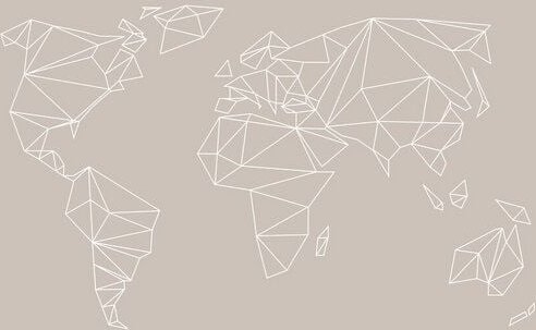 Photocircle Poster / Leinwandbild - geometrical WORLD map - beige greige creme