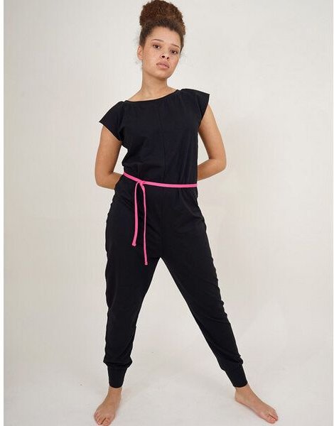 Lena Schokolade Jumpsuit Overall schwarz versch. Kordeln aus Bio-Jersey