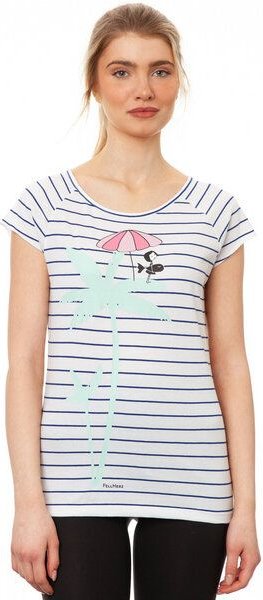 FellHerz Damen T-Shirt Palm Tree striped blue white Bio Fair und Vegan