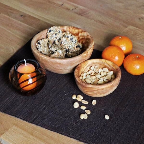 NATUREHOME 2er Set Schalen Olivenholz Ø ca. 16 und 10 cm