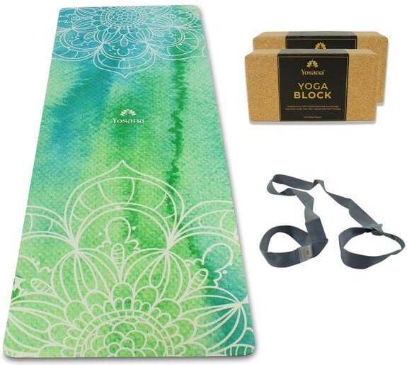 Yosana Mikrofaser Naturkautschuk Yogamatte für Hot Yoga / Bikram Yoga / Yoga Nidra Aktionsset (4-Teilig)