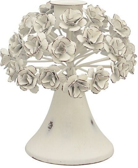 Mitienda Shop Kerzenständer rustikal mit Blumen, weiß