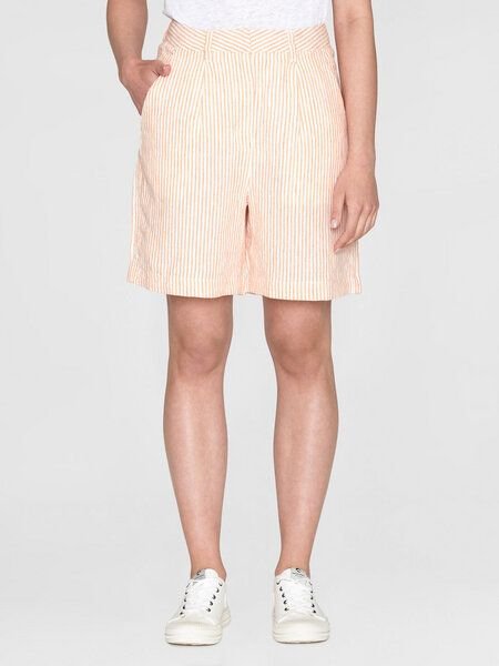 KnowledgeCotton Apparel Weite High-Waist Shorts STRIPED POSEY aus Bio-Leinen