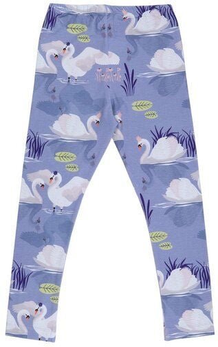 Kinder Leggings GOTS zertifiziert Bio-Baumwolle, Lila, Wolken-Muster, Walkiddy