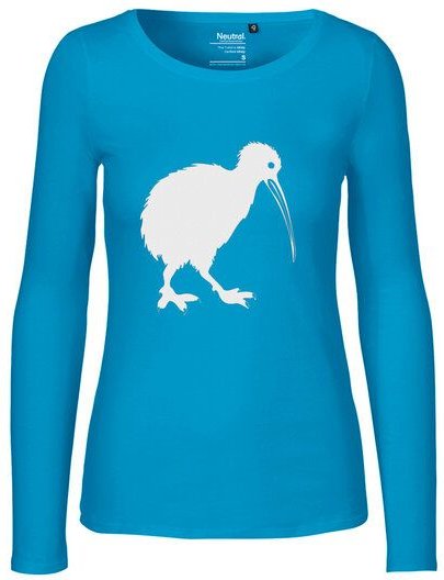 HANDGEDRUCKT "Kiwi" Frauen Longsleeve aus reiner Biobaumwolle (kbA)