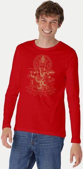 Peaces.bio - handbedruckte Biomode Bio-Herren-Langarmshirt Ganesha