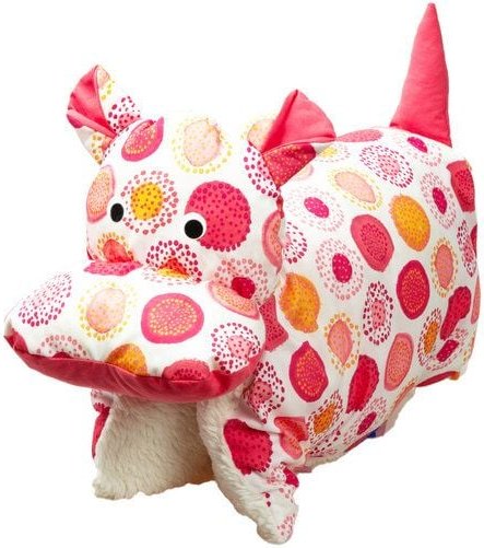 Flosinn Kuscheltierkissen Nilpferd mit Teddyplüsch aus Baumwolle mit Schurwollfüllung. Personalisierbar